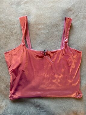 Wild Fable Women's Pink Satin Square-Neck Crop Tank Top Size Medium